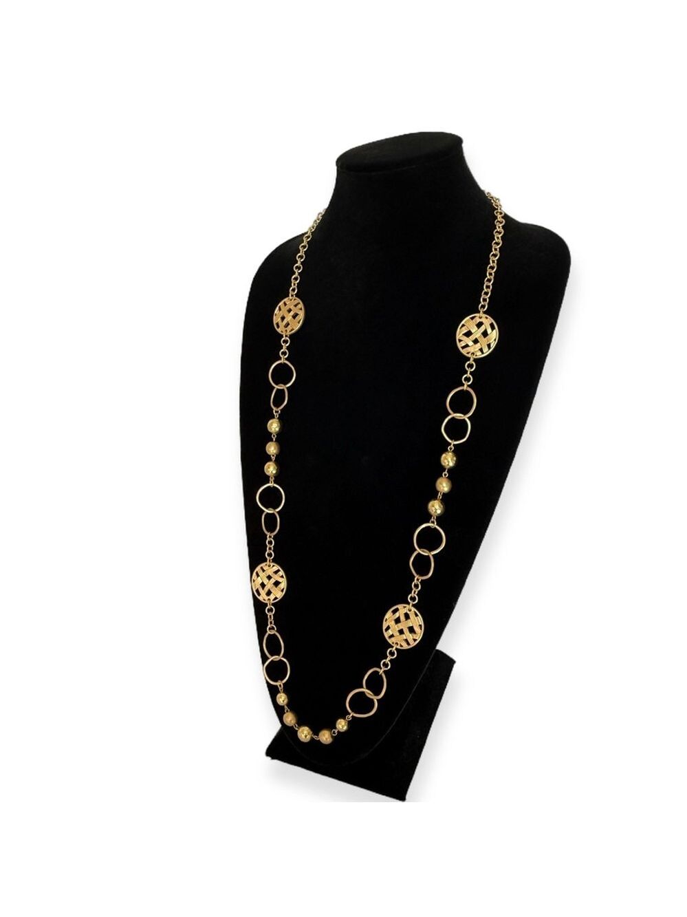 CHICO’s | Classic Basketweave Long Gold Layering Necklace | NEW